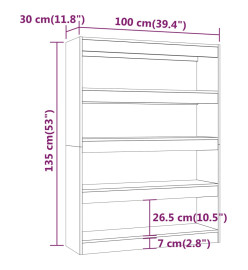 Bibliothèque/Séparateur de pièce Chêne fumé 100x30x135 cm