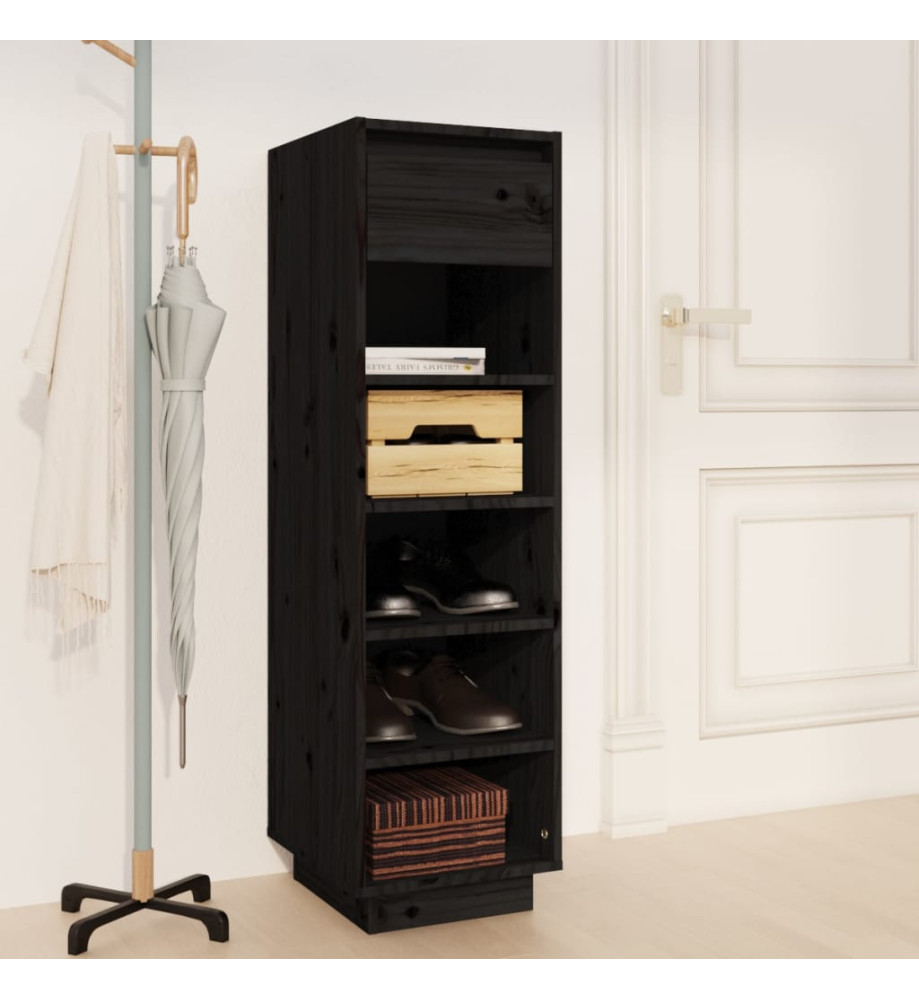 Armoire à chaussures Noir 34x30x105 cm Bois de pin massif