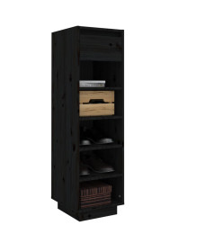 Armoire à chaussures Noir 34x30x105 cm Bois de pin massif