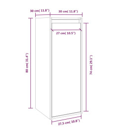 Armoire murale Blanc 30x30x80 cm Bois de pin massif