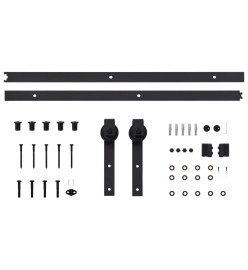 Kit de quincaillerie de porte coulissante 183 cm Acier Noir