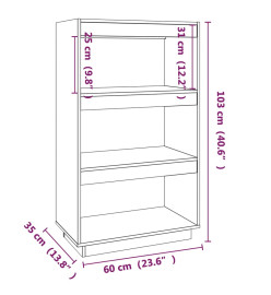 Bibliothèque/Cloison Noir 60x35x103 cm Bois de pin massif