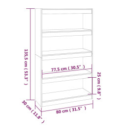 Bibliothèque/Séparateur de pièce Blanc 80x30x135,5cm Pin solide