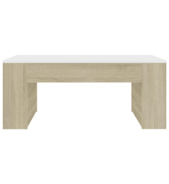 Table basse Blanc et chêne sonoma 100x60x42 cm Aggloméré