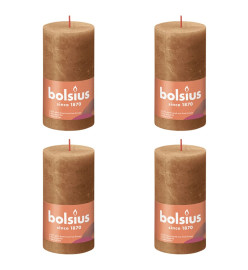 Bolsius Bougies pilier rustiques Shine 4 pcs 130x68 mm Marron épice