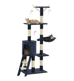 Arbre à chat avec griffoirs en sisal 138 cm Bleu foncé