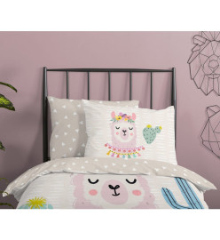 Good Morning Housse de couette enfant LLAMA 140x200/220 cm Multicolore