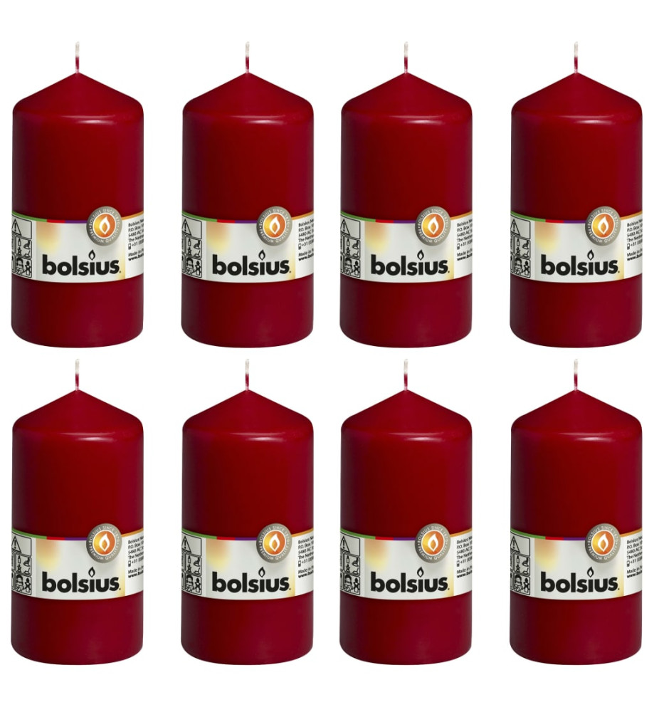 Bolsius Bougies pilier 8 pcs 130x68 mm Rouge bordeaux