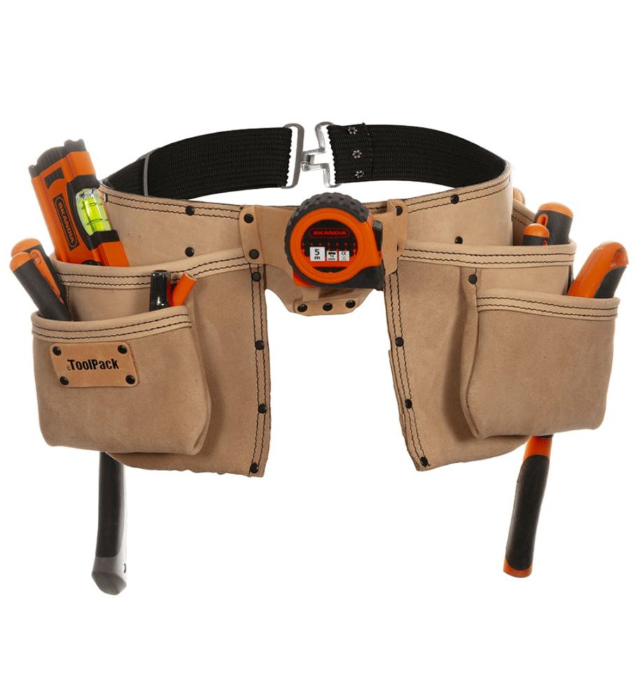 Toolpack Ceinture à outils à double poche Pro Elite Beige