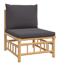 Salon de jardin 8 pcs avec coussins gris foncé bambou