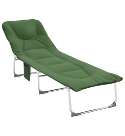 Chaise longue pliable vert foncé tissu