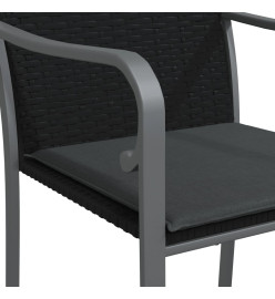 Chaises de jardin avec coussins lot de 2 noir 56x59x84 cm rotin