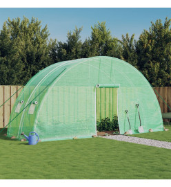 Serre avec cadre en acier vert 12 m² 6x2x2,85 m