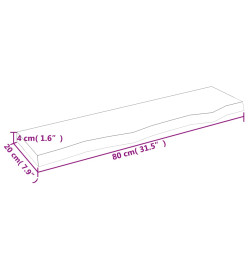 Étagère murale gris foncé 80x20x4 cm bois chêne massif traité