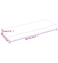 Étagère murale marron clair 80x30x6 cm bois chêne massif traité