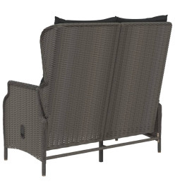 Banc de Jardin à 2 Places avec Coussins Noir Résine Tressée