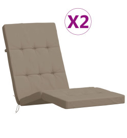 Coussins de chaise longue lot de 2 taupe tissu oxford