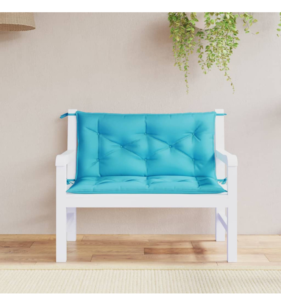 Coussins de banc de jardin lot de 2 turquoise 100x50x7 cm tissu