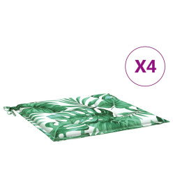 Coussins de chaise lot de 4 motif de feuilles 40x40x3 cm tissu