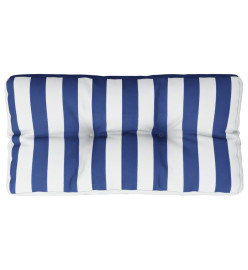 Coussin de palette rayures bleues et blanches 70x40x12 cm tissu