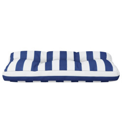 Coussin de palette rayures bleues et blanches 70x40x12 cm tissu