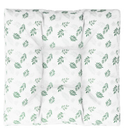 Coussin de palette motif de feuilles 80x80x12 cm tissu