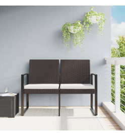 Banc de jardin à 2 places avec coussins marron PP rotin