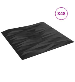 Panneaux muraux 48 pcs noir 50x50 cm EPS 12 m² pierre