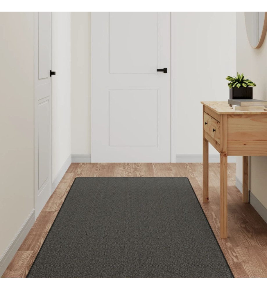 Tapis de couloir aspect sisal anthracite 80x200 cm