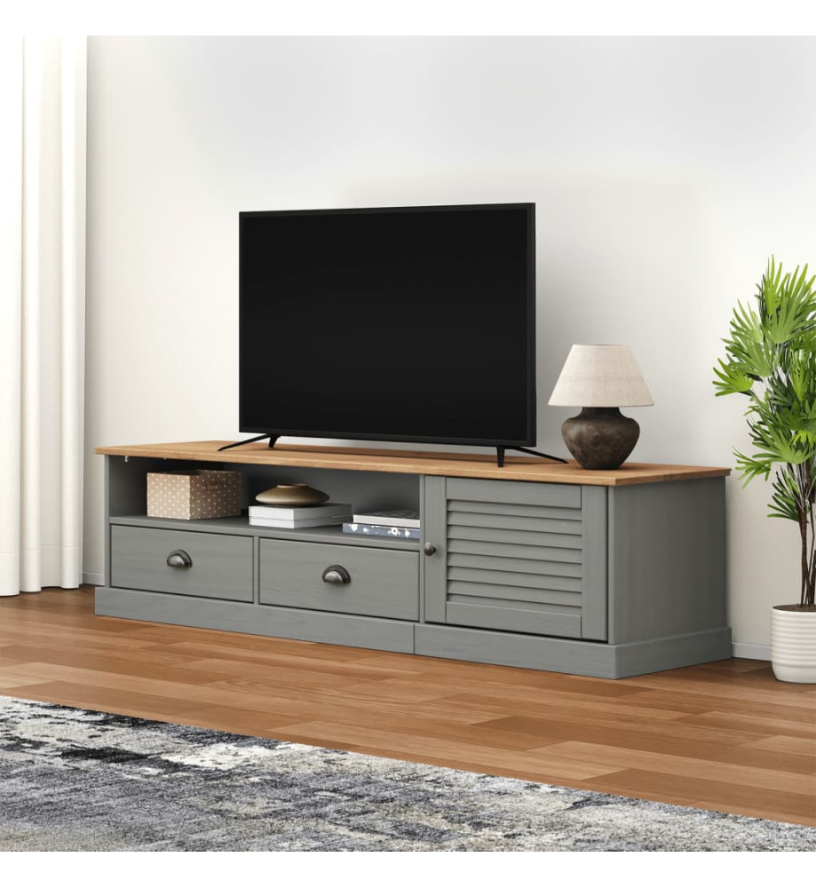 Meuble TV VIGO gris 156x40x40 cm bois massif de pin