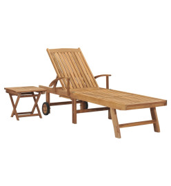 Chaise longue avec table Bois de teck solide