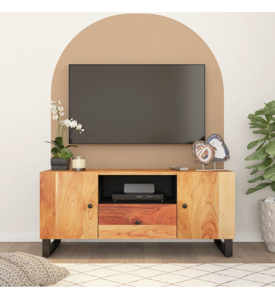 Meuble TV 105x33,5x46 cm bois d'acacia solide et d'ingénierie