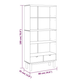 Bibliothèque OTTA et 2 tiroirs Marron et blanc Bois massif pin