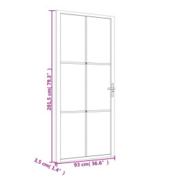 Porte intérieure 93x201,5 cm Blanc Verre mat et aluminium