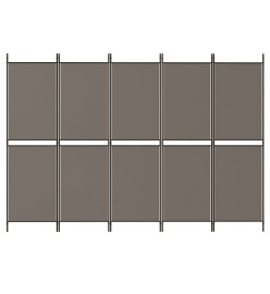 Cloison de séparation 5 panneaux Anthracite 250x220 cm Tissu