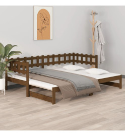 Lit coulissant Marron miel 2x(80x200) cm Bois de pin massif