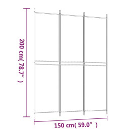 Cloison de séparation 3 panneaux Marron 150x200 cm Tissu