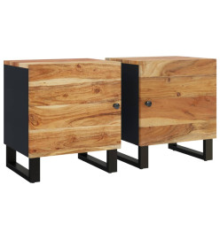 Tables de chevet 2 pcs 40x33x46 cm Bois d'acacia massif