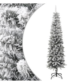 Sapin de Noël artificiel mince avec neige floquée 240 cm PVC/PE