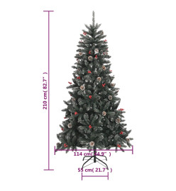 Sapin de Noël artificiel avec support Vert 210 cm PVC