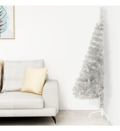 Demi sapin de Noël artificiel avec support Argenté 120 cm PVC