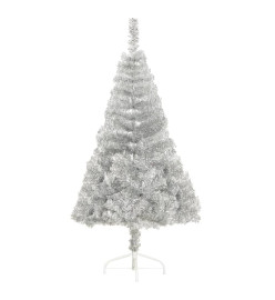 Demi sapin de Noël artificiel avec support Argenté 120 cm PVC