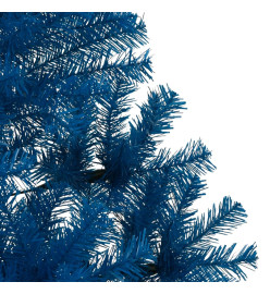 Demi sapin de Noël artificiel avec support Bleu 150 cm PVC