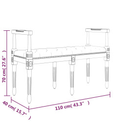 Banc Noir 110x40x70 cm Velours