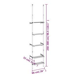 Support de jardin télescopique à 3 étagères Argenté Aluminium