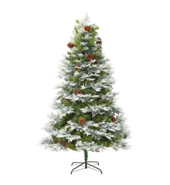 Sapin de Noël avec LED et pommes de pin Vert 195 cm PVC et PE