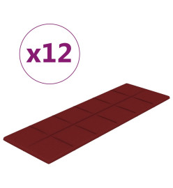 Panneaux muraux 12 pcs Rouge bordeaux 90x30 cm Tissu 3,24 m²