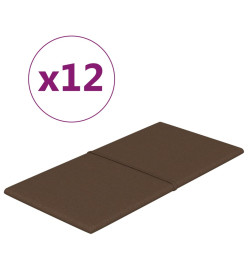 Panneaux muraux 12 pcs Marron 60x30 cm Tissu 2,16 m²