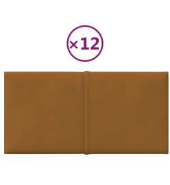 Panneaux muraux 12 pcs Marron 30x15 cm Velours 0,54 m²