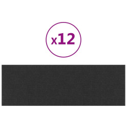 Panneaux muraux 12 pcs Noir 90x30 cm Tissu 3,24 m²